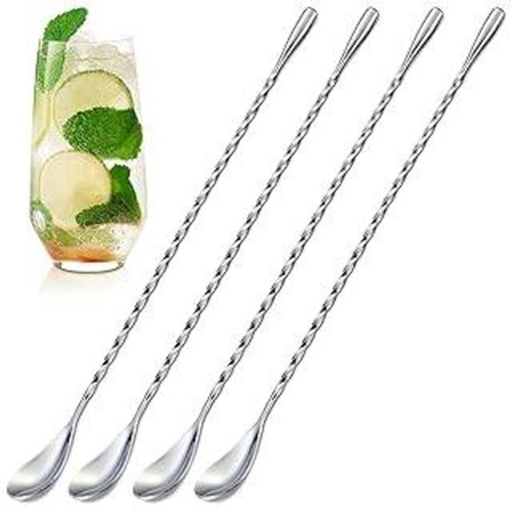 Betan 12 Inch Stainless Steel Bar Spoons Set of 4 Twisted Handle X001OKAZZ1